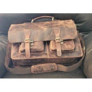 Grain Leather Briefcase For Men  17'' Laptop Messenger